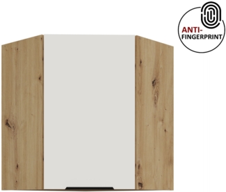 Küchen Eckhängeschrank 60x60 cm Küche ARIA Weiss ultra matt + Eiche Artisan matt, hochwertige Fronten mit Anti Fingerprint Beschichtung Küchenzeile Küchenblock