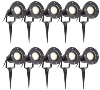 Clanmacy LED Gartenstrahler 1-10X Gartenbeleuchtung IP65 COB LED Gartenstrahler 4W mit Erdspieß, LED fest integriert, Warmweiß