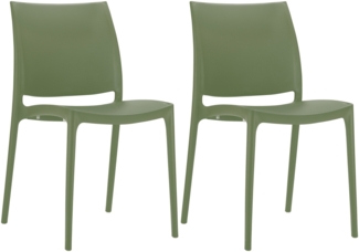 CLP 2er Set Stapelstühle Maya bis zu 130 kg belastbar,oliv