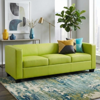 3er Sofa Couch Loungesofa Lille ~ Kunstleder, hellgrün