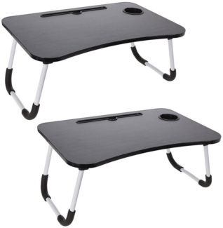 HAC24 Klapptisch Betttablett Laptop Tablett Betttisch Tablettisch Bett Sofa Tisch (2-St), mit Schublade Getränkehalter Klappbar 60x40 cm