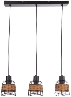 Hängeleuchte, Käfig-Design, Metall, Rattan, B 57 cm