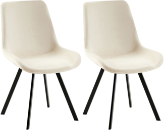 CLP 2er Set Esszimmerstuhl Lewes Samtbezug 360 Grad drehbar und gepolstert,creme