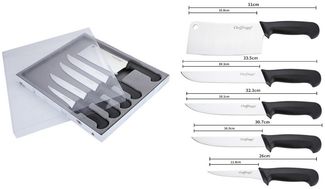 Messer Küchenmesser Kochmesser Messerset 5-tlg. Cheffinger CF-BG12 schwarz