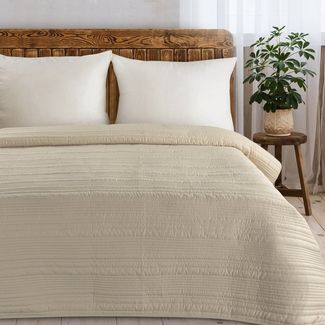 Eurofirany Tagesdecke TARA, Gestreifter Bettüberwurf mit Streifenmuster aus weichem Samt