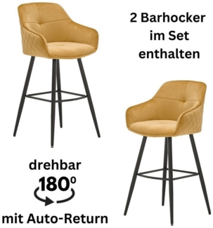 Stolkom Sp.z.o.o. Barhocker Emma (Set, 2 St), Komfortsitzhöhe 73 cm, 180°drehbar Auto Return funktion