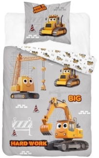 Detexpol Kinderbettwäsche Set Baustelle 100% Baumwolle, Größe: 140x200 cm, 70x80 cm, Baumwolle, 2 teilig, 100% Baumwolle,trocknergeeignet