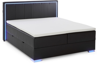 Boxspringbett >Colorado II< Liegefläche 160x200cm, schwarz / LED, Stellmaß: 172x121x211cm (BxHxT)