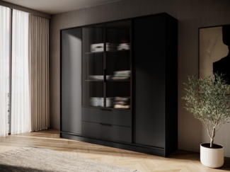 Compleo Drehtürenschrank mit geriffelten Glastüren, Designer Schrank KALS