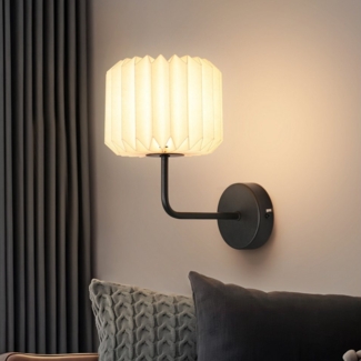 Nettlife Wandleuchte Vintage Weiß Innen G9 Schlafzimmer Papier Lampenschirm Wandlampe, LED wechselbar, für Nachttische, Schlafzimmer, Wohnzimmer, Arbeitszimmer, Kinderzimmer
