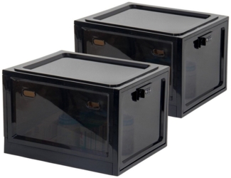 Zedelmaier Aufbewahrungsbox Aufbewahrungsbox abschließbar, faltbar für Medikamente und mehr (2 St, STOS1), stapelbar, für Handys, Süßigkeiten, Snack, Persönlicher Safe