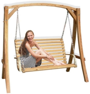 AMANKA Hollywoodschaukel Gartenschaukel aus Lärchenholz für 3 Personen mit Kettenaufhängung, Schaukelbank mit Befestigung