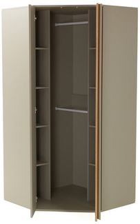 Beautysofa Eckschrank LICO 2-türig – Kleiderschrank mit 8 Regalböden, 2 Kleiderstangen (wählbar in Sandbeige oder Eukalyptus) Höhe: 195 cm