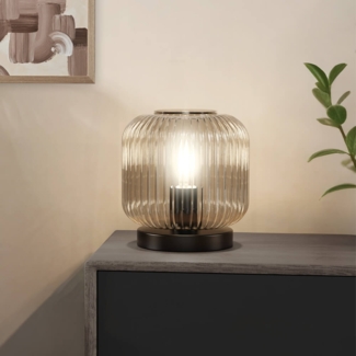HOME DELUXE Tischlampe aus Glas LILY - Rauchgrau