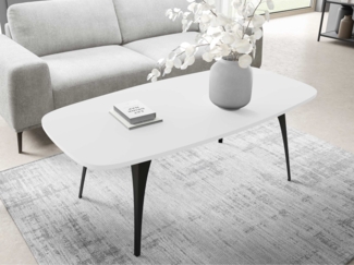 Couchtisch Feolis, Beine aus Stahl (Farbe: Schwarz / Arktisches Weiß)