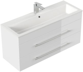 Badmöbel Mars 1000 SlimLine SoftClose Schubladen weiss hochglanz : Weiss hochglanz
