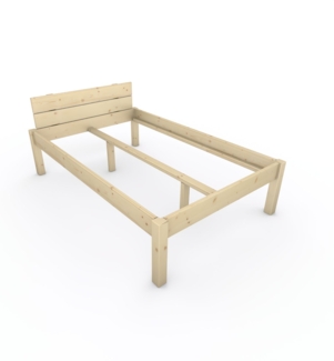 Pfostenbett "metallarm" Fichte Holzbett "Daybett" 120 x 190cm 48cm Einzelbett