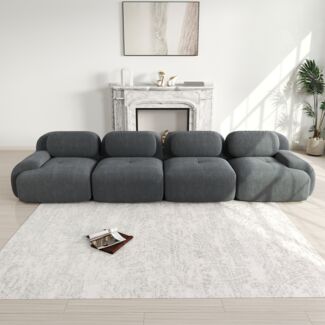 4-Sitzer-Sofa aus weichem Cordstoff,32D hochelastische Polsterung haustierfreundlich und ergonomisch vakuumverpackt frei kombinierbar ohne Montage für Schlafzimmer und Büro,Cordstoff,Grey,
