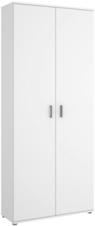 Dmora 2-türiger Mehrzweckschrank Arna, Multifunktionaler Besenhalterschrank, Schuhschrank, 78x35h190 cm, Weiß