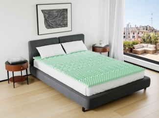Vente-unique - Topper - 140 x 190 cm - Memory Schaum - 7 Zonen - mit Grüntee-Extrakten - Stärke 5 cm - LESINI von NATUREA