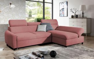 Ecksofa Schlafsofa Sofa ANTON XS in Stoff Esito Rosa Ottomane Rechts