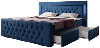 Boxspringbett Diva 200x200 H3 Blau