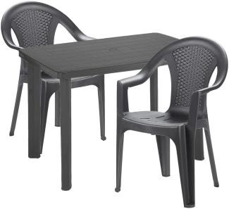 Bistro Sitzgarnitur Bistrogarnitur 3-teilig Anthrazit