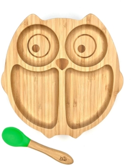Kleinfuchs Kinderteller Bambus Eule Grün