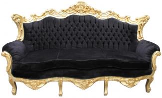 Casa Padrino Barock 3er Sofa Master Schwarz / Gold - Wohnzimmer Couch Möbel Lounge