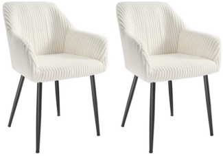 SONGMICS Esszimmerstuhl (2 St), Polsterstuhl mit Metallbeine, Samt, für Schminktisch, 2er Set