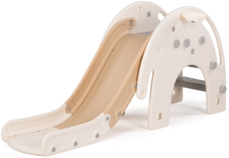 Chipolino Kinderrutsche Elefant 170 cm Rutschlänge, Basketballkorb, drei Stufen beige