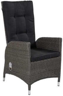 Gartensessel Barcelona, Rattan, Schwarz, 57 x 112 x 62 cm