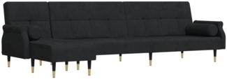 vidaXL Schlafsofa in L-Form Schwarz 271x140x70 cm Samt 3157224