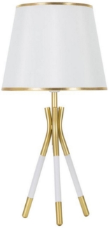 Dmora Tischlampe Gongbi, Schreibtischleuchte, Büroleuchte, Arbeitslampe, 28x28 h57 cm, Weiß und Gold