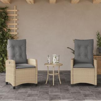 vidaXL Gartensessel Kissen 2Stk. Verstellbar Beigemischung Poly Rattan 365221