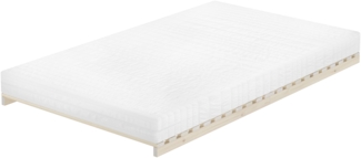 Niederflurbett metallfrei 120x200 Futon metallfreier Lattenrost, Fichte unbehandelt V-60.97-12mit Matratze