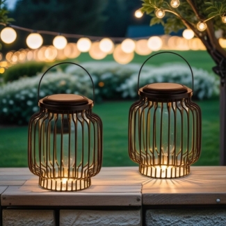 Marrakesch Orient & Mediterran Interior LED Solarleuchte 2er Set Skandinavische Solarlaterne Laterne Lampe Garten Deko Modern