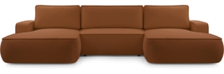 AX LIVING Ablia Sofa U-Form mit Schlaffunktion Ziegelrote 364 cm breit