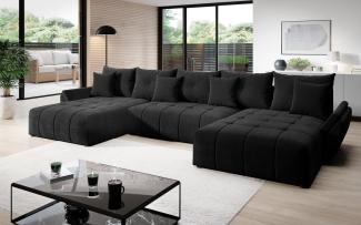 Furnix Wohnlandschaft Amarra Polstercouch in U-Form mit Schlaffunktion Bettkasten Kissen, 382x91x190 cm