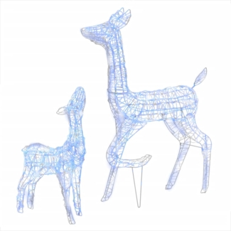 vidaXL LED-Rentier-Familie Weihnachtsdeko Acryl 160 LED Blau 329791