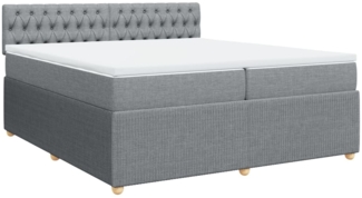 vidaXL Boxspringbett mit Matratze Hellgrau 200x200 cm Stoff 3287570