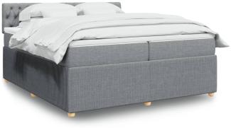 vidaXL Boxspringbett mit Matratze Hellgrau 200x200 cm Stoff 3287570