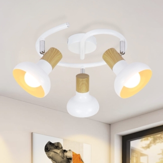 ZMH Deckenstrahler 1 Flammig Deckenleuchte Vintage - Deckenlampe Weiß Flur Strahler Industrial Metall Deckenspots E14 Innen 350°Schwenkbar Spots für Schlafzimmer Wohnzimmer(Ohne Leuchtmittel)