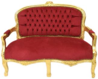 Casa Padrino Barock Kinder Sitzbank Bordeaux Rot / Gold