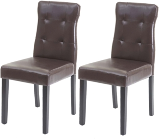 2er-Set Esszimmerstuhl HWC-E58, Stuhl Essstühle ~ Kunstleder braun, dunkle Beine