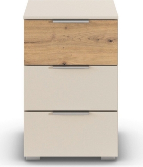 rauch Nachtkommode Nachttisch Nachtkonsole Nachtschrank ASTANA (Breite 40 cm / Höhe 61 cm), mit 3 geräumigen Schubladen, Kantengriff in Alufarben MADE IN GERMANY