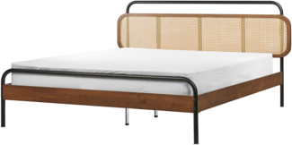 Bett mit Lattenrost BOUSSICOURT 160 x 200 cm Rattan Dunkler Holzfarbton