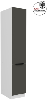 Küchen Hochschrank 40 cm Küche ARIA Graphite ultra matt + Weiss matt, hochwertige Fronten mit Anti Fingerprint Beschichtung Küchenzeile Küchenblock