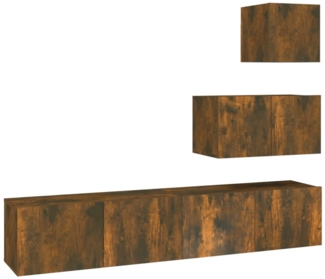 4-tlg. TV-Schrank-Set Räuchereiche Holzwerkstoff [3114643]