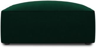 Micadoni Samtstoff Pouf Hocker Ruby | Bezug Bottle Green | Beinfarbe Black Plastic